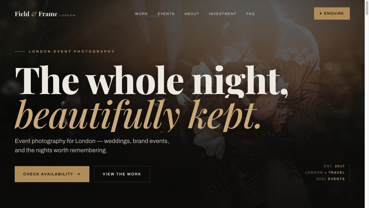 Field & Frame — events photography — Cinematic Noir