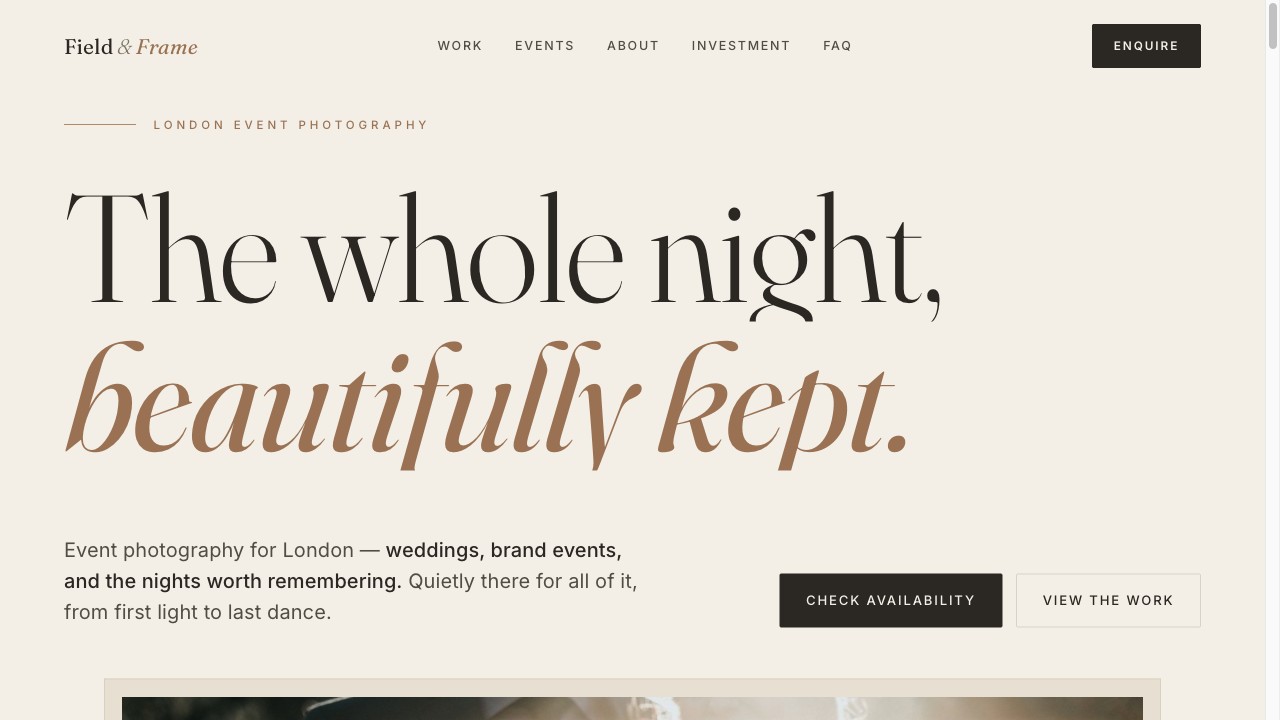 Field & Frame — events photography — Quiet Atelier